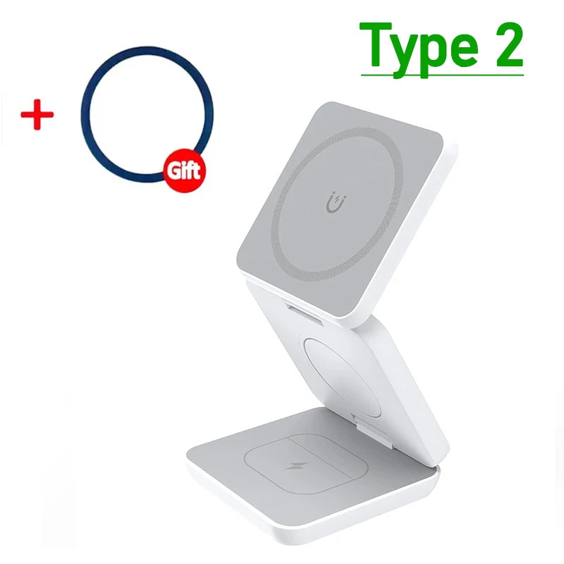 "MagnaCharge Trio: Foldable Magnetic Wireless Charging Station"