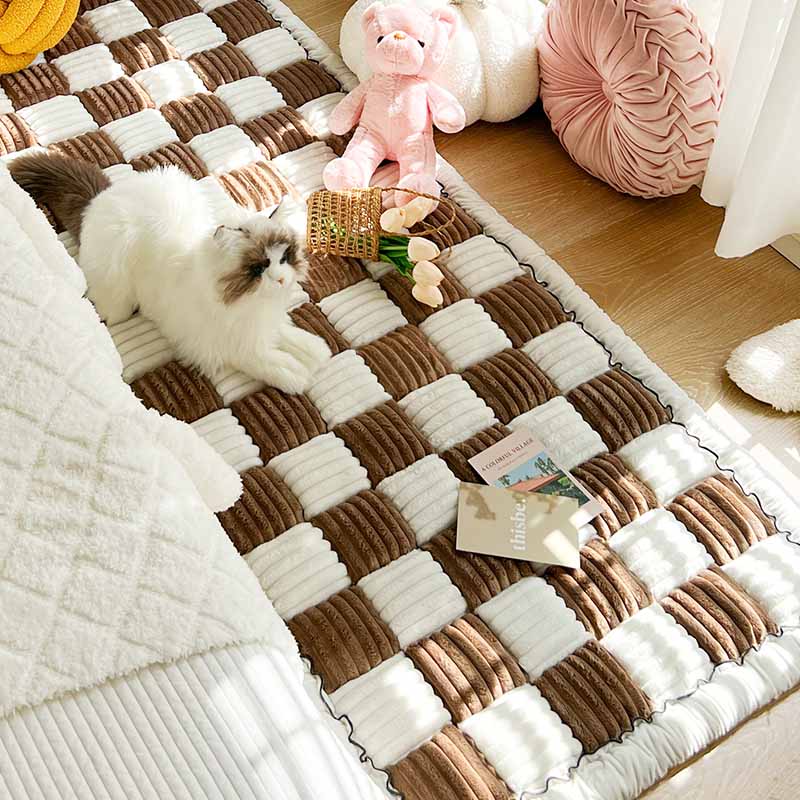 Square Fuzzy Pet Dog Mat Bed Couch