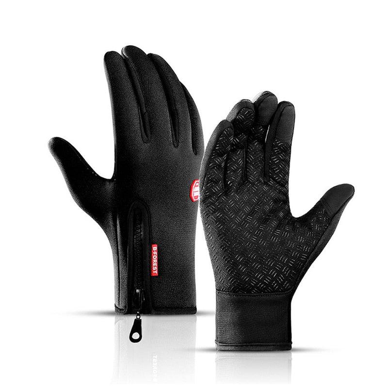 Guantes de ciclismo impermeables con cremallera.