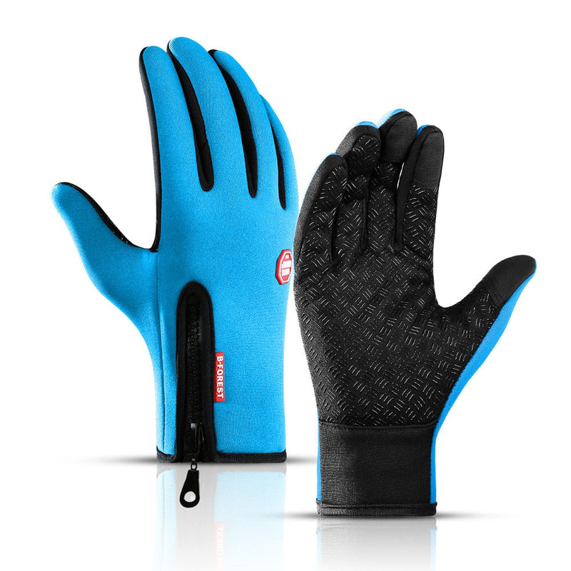 Guantes de ciclismo impermeables con cremallera.