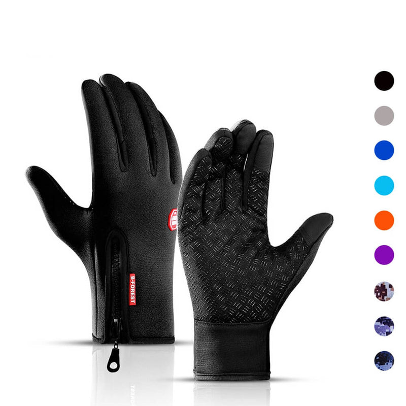 Guantes de ciclismo impermeables con cremallera.