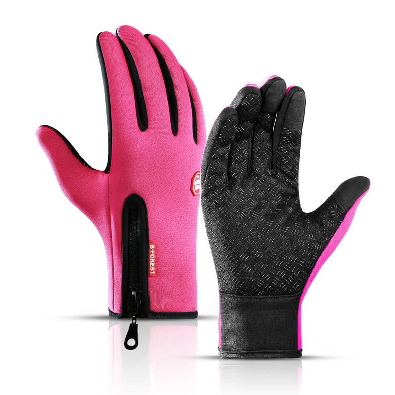 Guantes de ciclismo impermeables con cremallera.